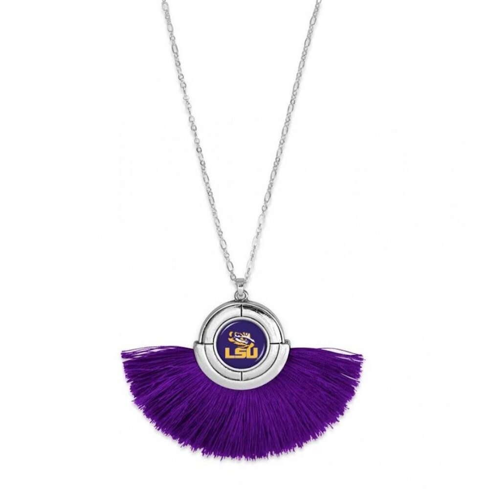 LSU Game Day Tassel Pendant Jewelry Set -  Necklace and Earrings - LSU TIGERS